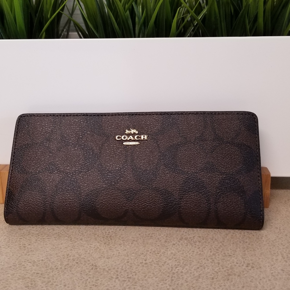 Coach Slim Wallet In Signature Canvas